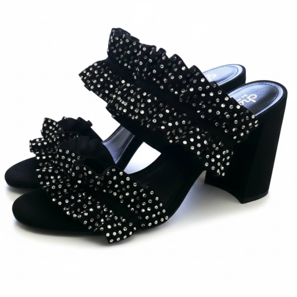 Charles By Charles David Cinched Block Heel Sandals NEW Size 8.5 Ruffle Frilly